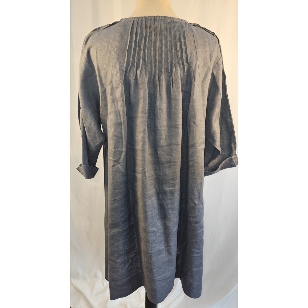 Peacock Ways Linen Dark Grey Tunic Dress‎ Artsy Lagenlook Size L - Picture 2 of 9